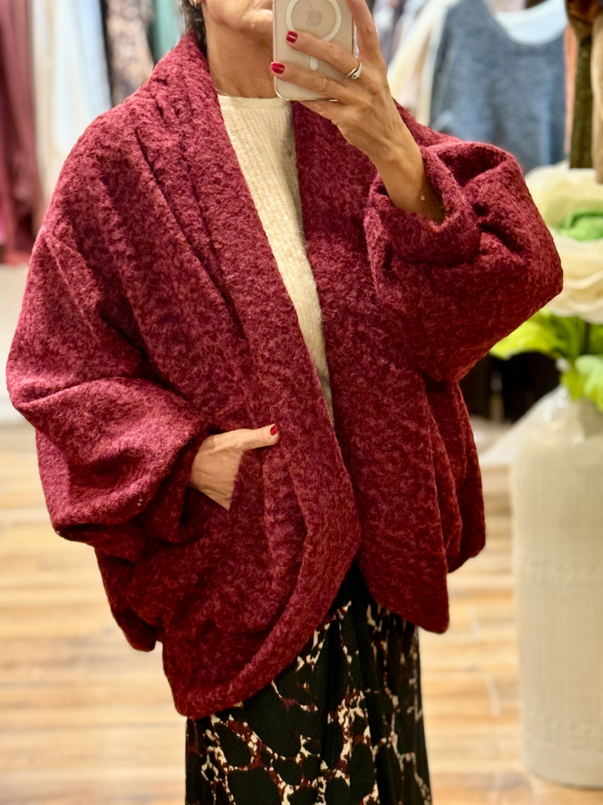 VESTE OVERSIZE BORDEAU