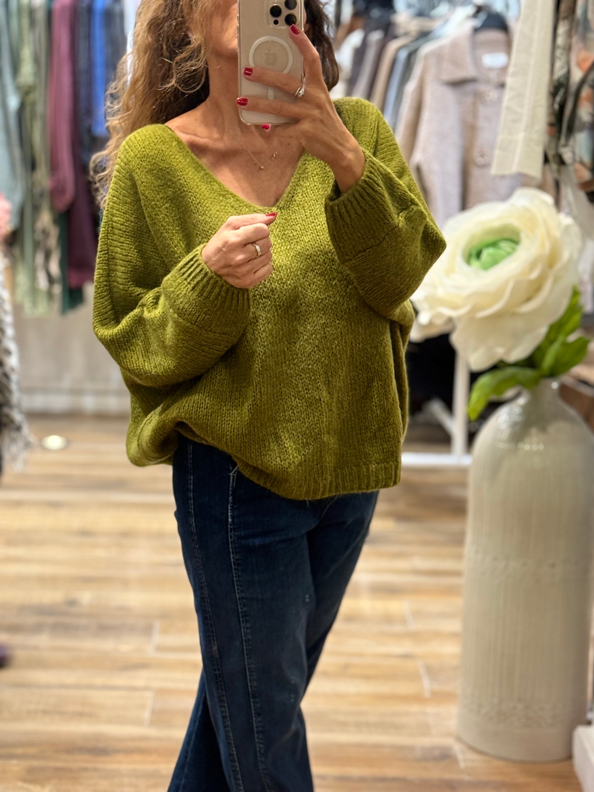 PULL AMPLE VERT OLIVE