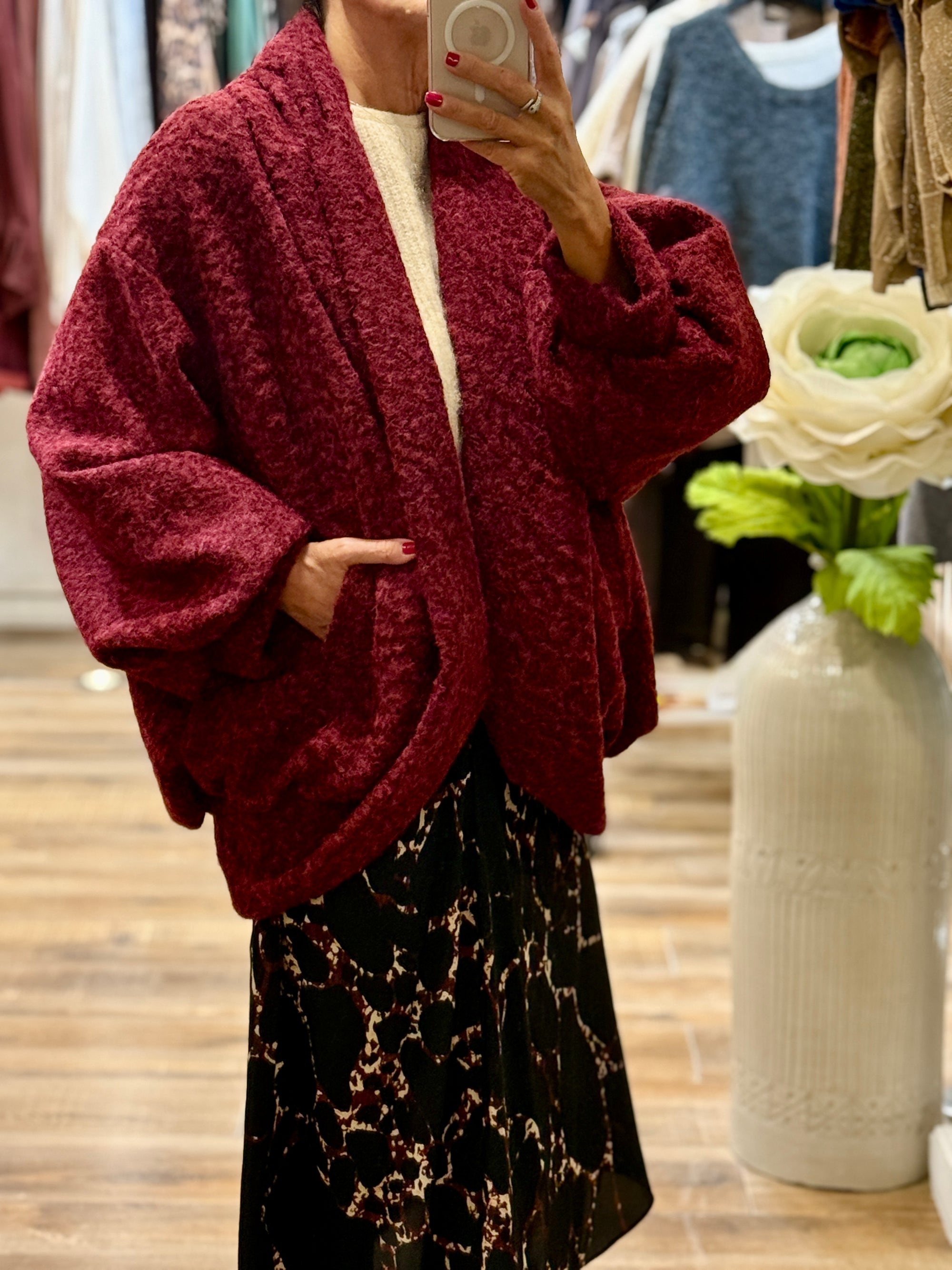 VESTE OVERSIZE BORDEAU