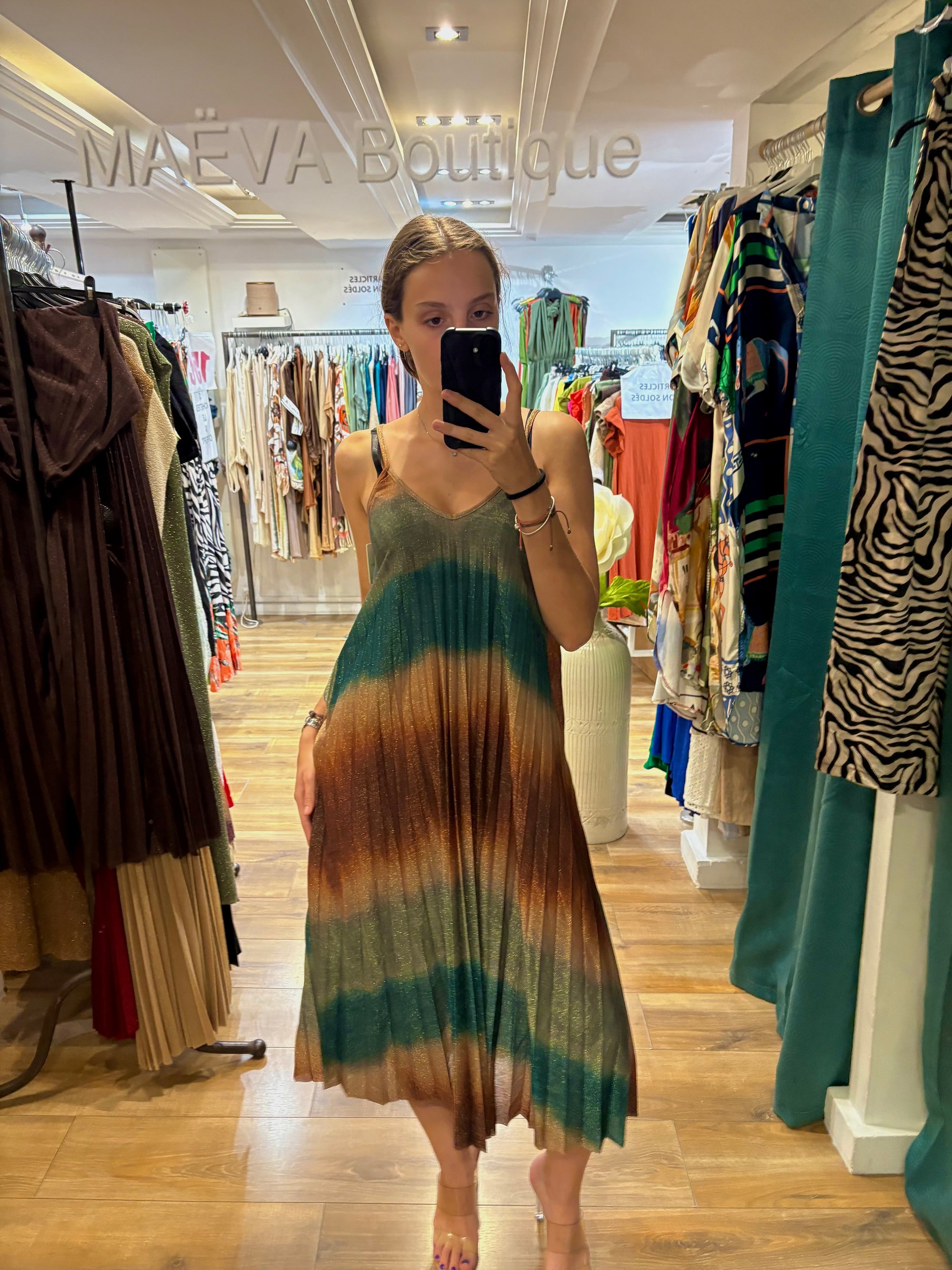 ROBE IRISÉE BLEU CANARD