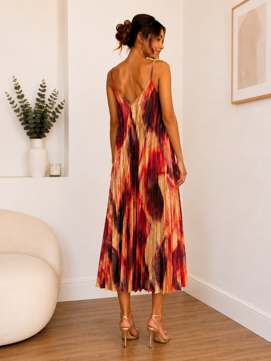 ROBE PLISSÉE LUREX BOIS DE ROSE