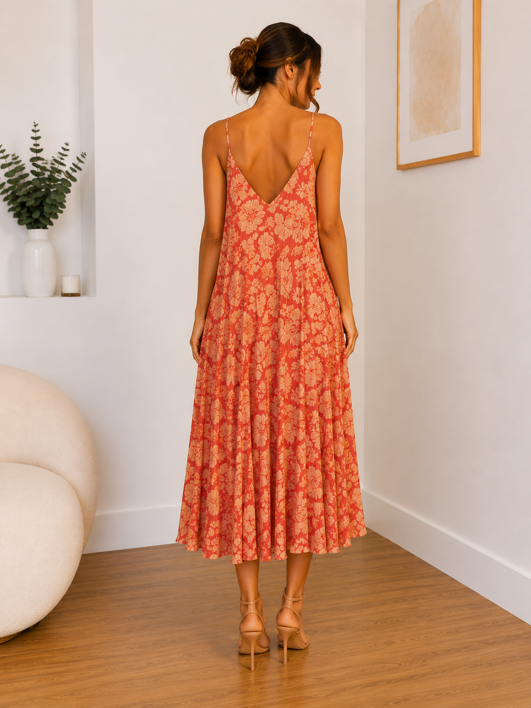 ROBE PLISSÉE FLEURIE LUREX