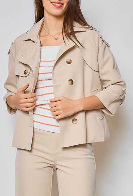 VESTE COURTE BEIGE STYLE TRENCH