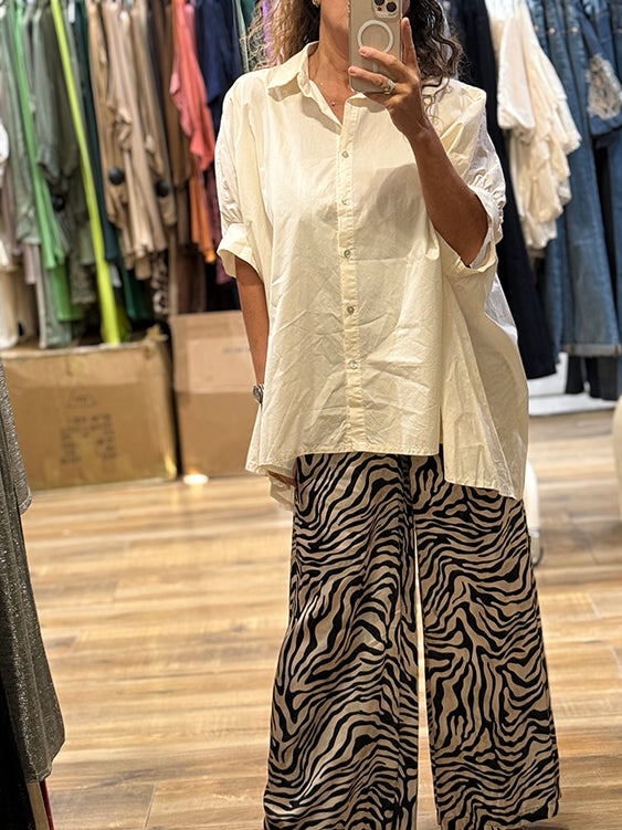 CHEMISE OVERSIZE ECRU COTON POPELINE