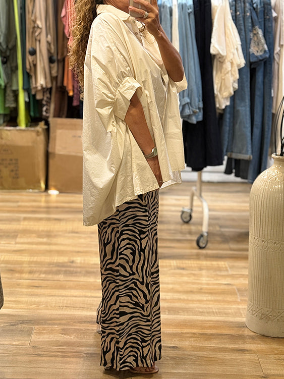 CHEMISE OVERSIZE ECRU COTON POPELINE