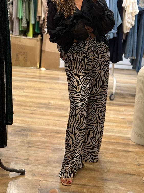 PANTALON LARGE ZEBRE SOIE ET VISCOSE