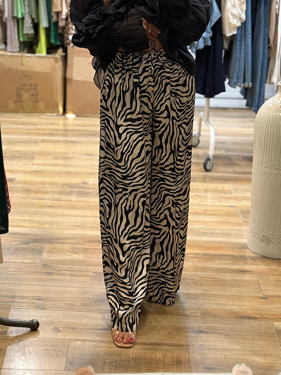 PANTALON LARGE ZEBRE SOIE ET VISCOSE