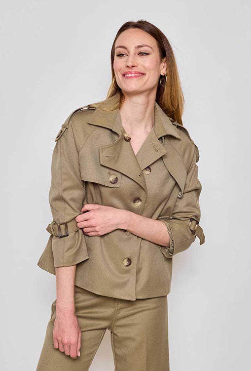 VESTE COURTE KAKI STYLE TRENCH