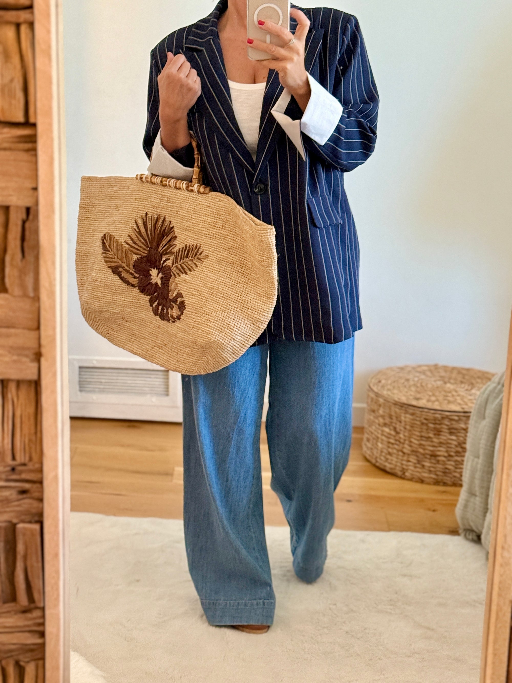 VESTE BLAZER BLEU MARINE A RAYURES