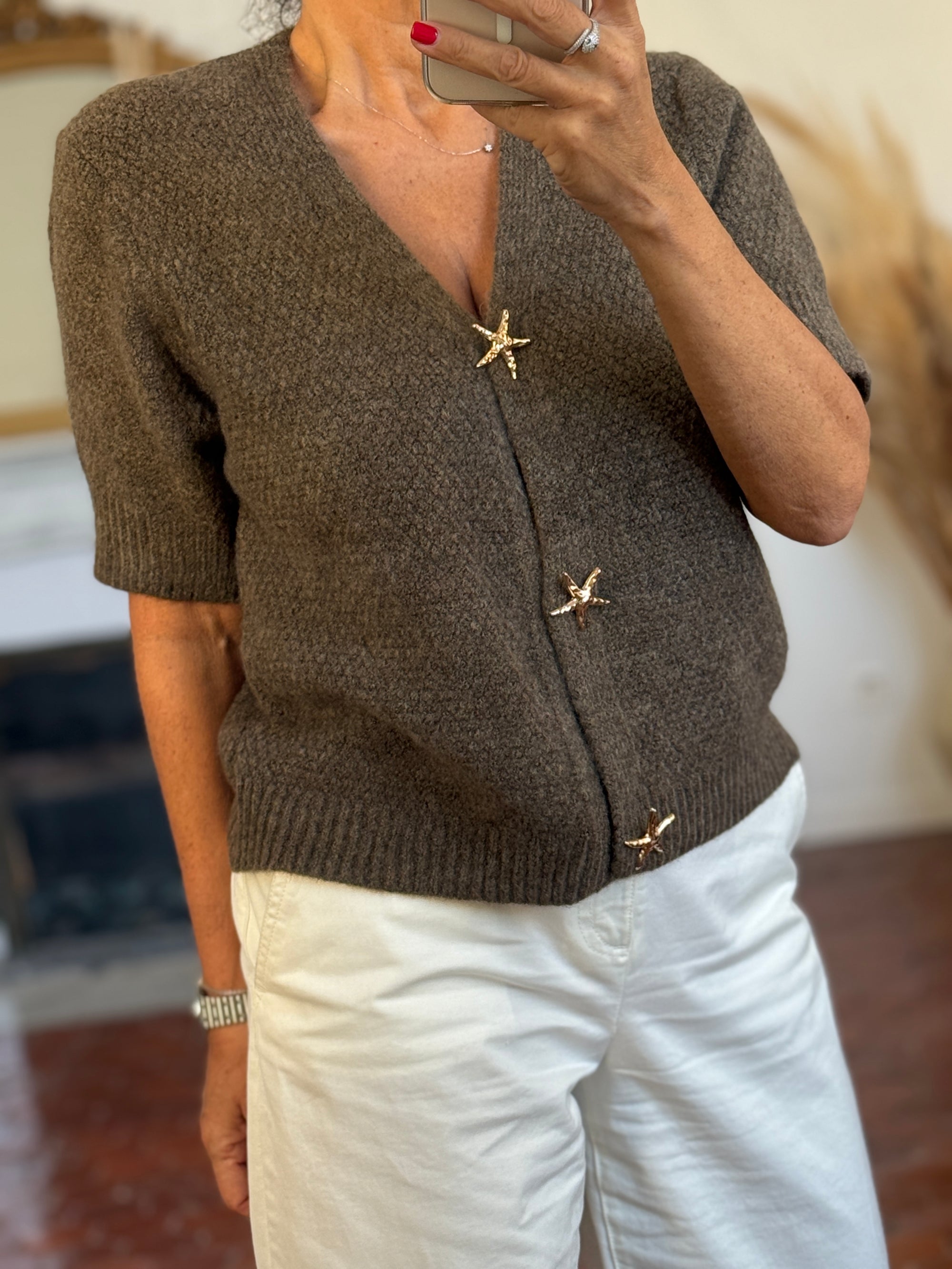 PULL/GILET CHOCO ETOILES DE MER