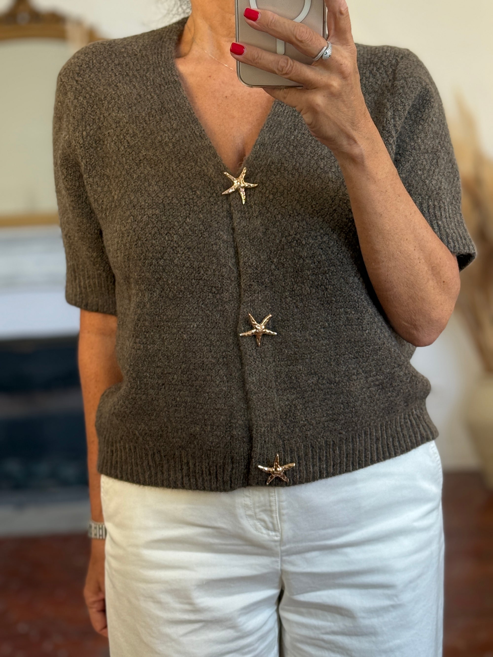 PULL/GILET CHOCO ETOILES DE MER