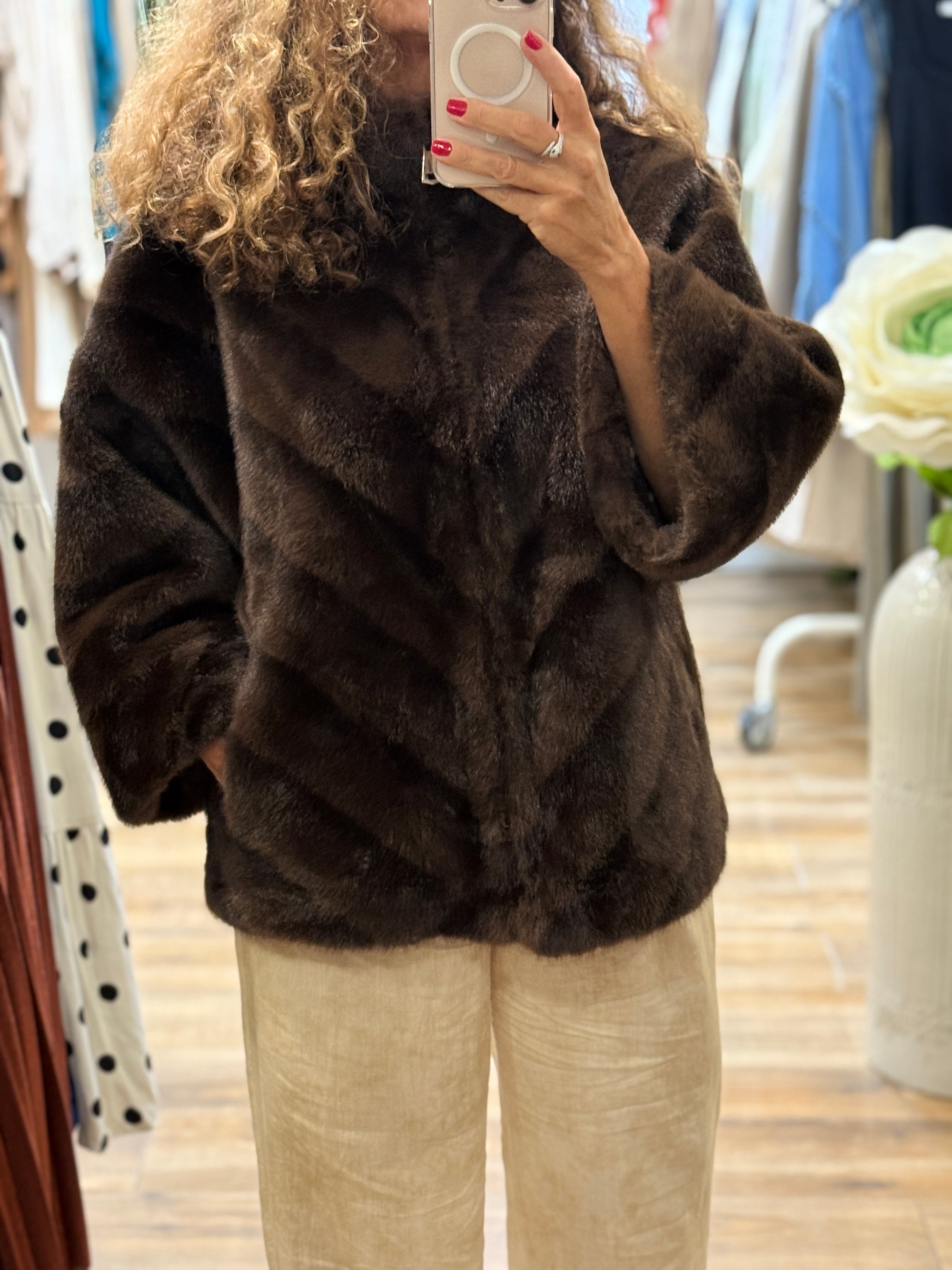 VESTE FAUSSE FOURRURE CHOCO