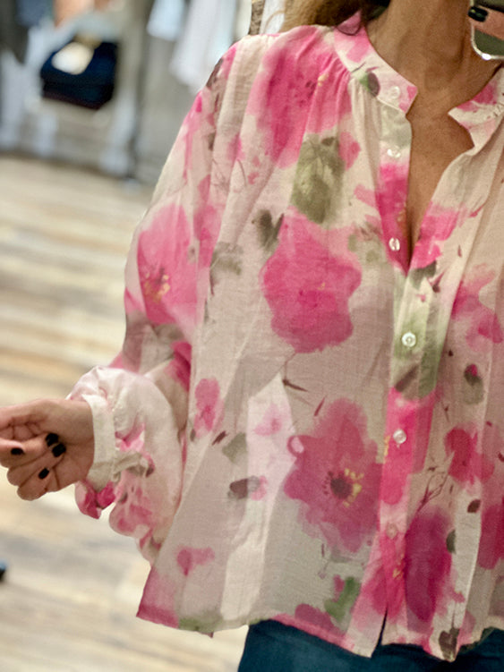 BLOUSE FLEURIE ROSE