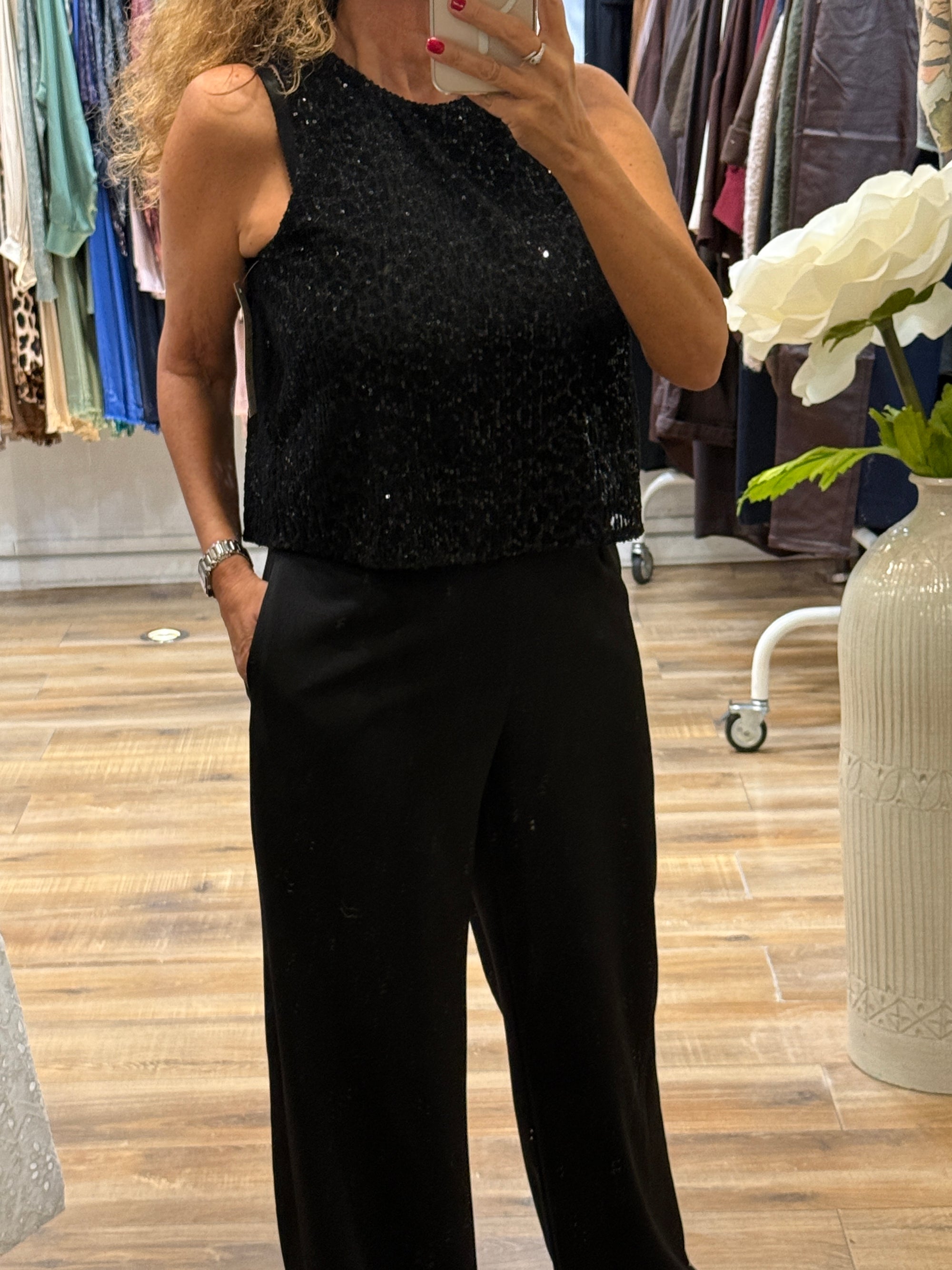 COMBINAISON NOIRE DOS CROISÉ SEQUINS