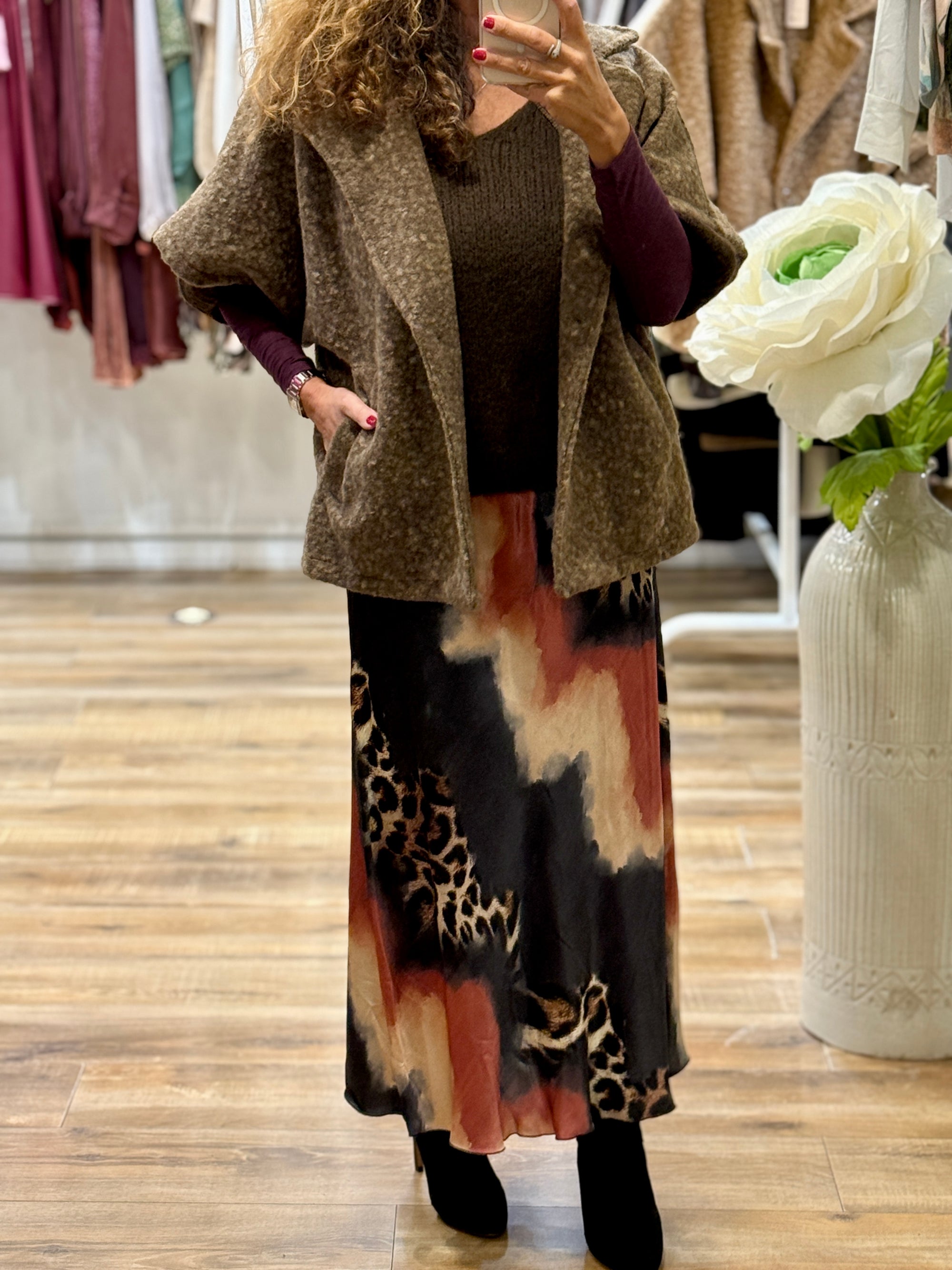 JUPE MIDI IMPRIME LEOPARD