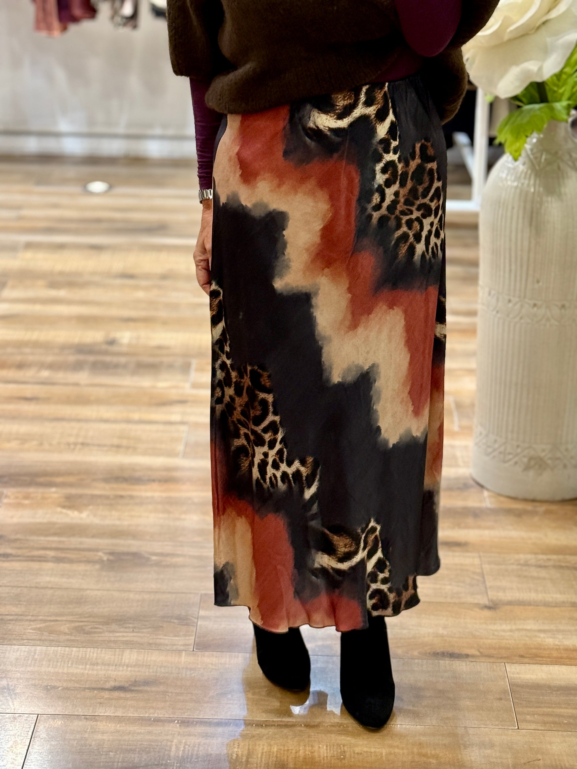 JUPE MIDI IMPRIME LEOPARD