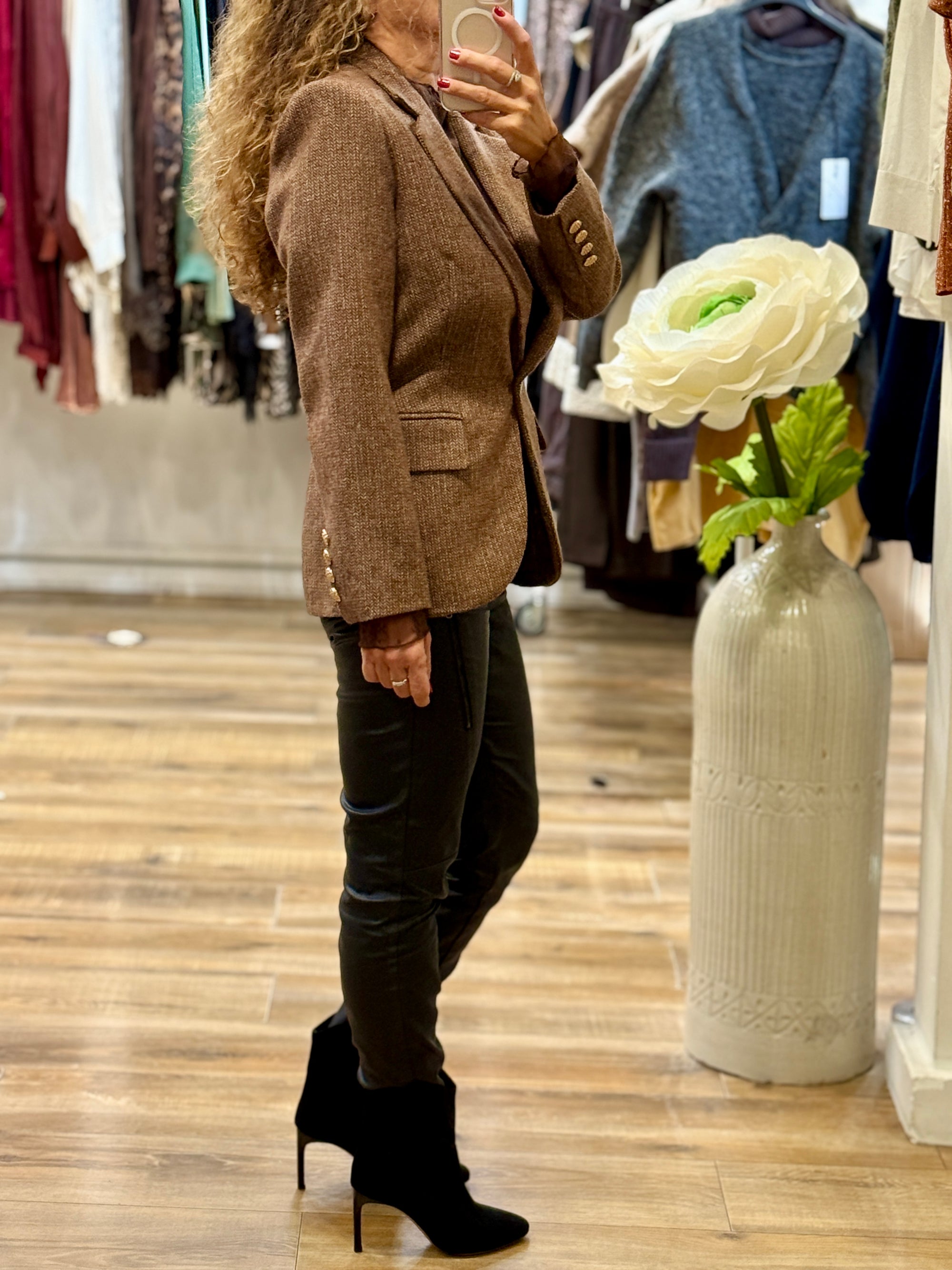 VESTE TAILLEUR TEXTURÉE MARRON CAMEL