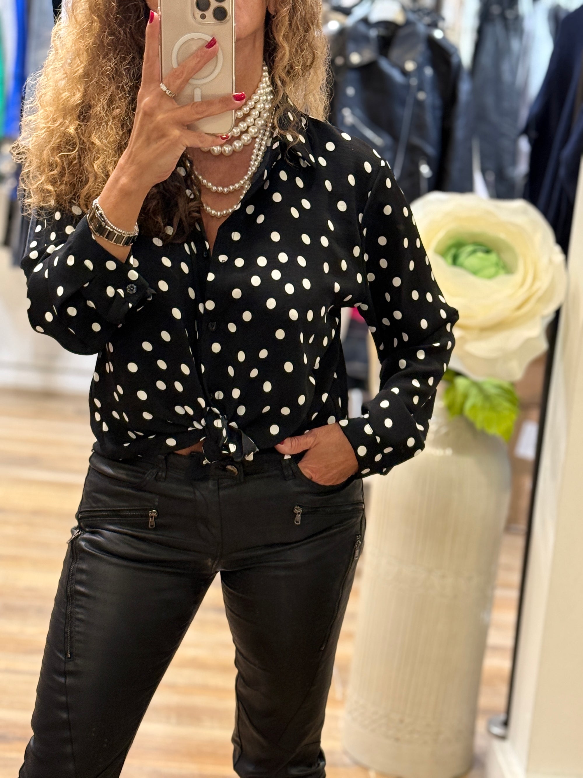 CHEMISE A POIS NOIR & BLANC