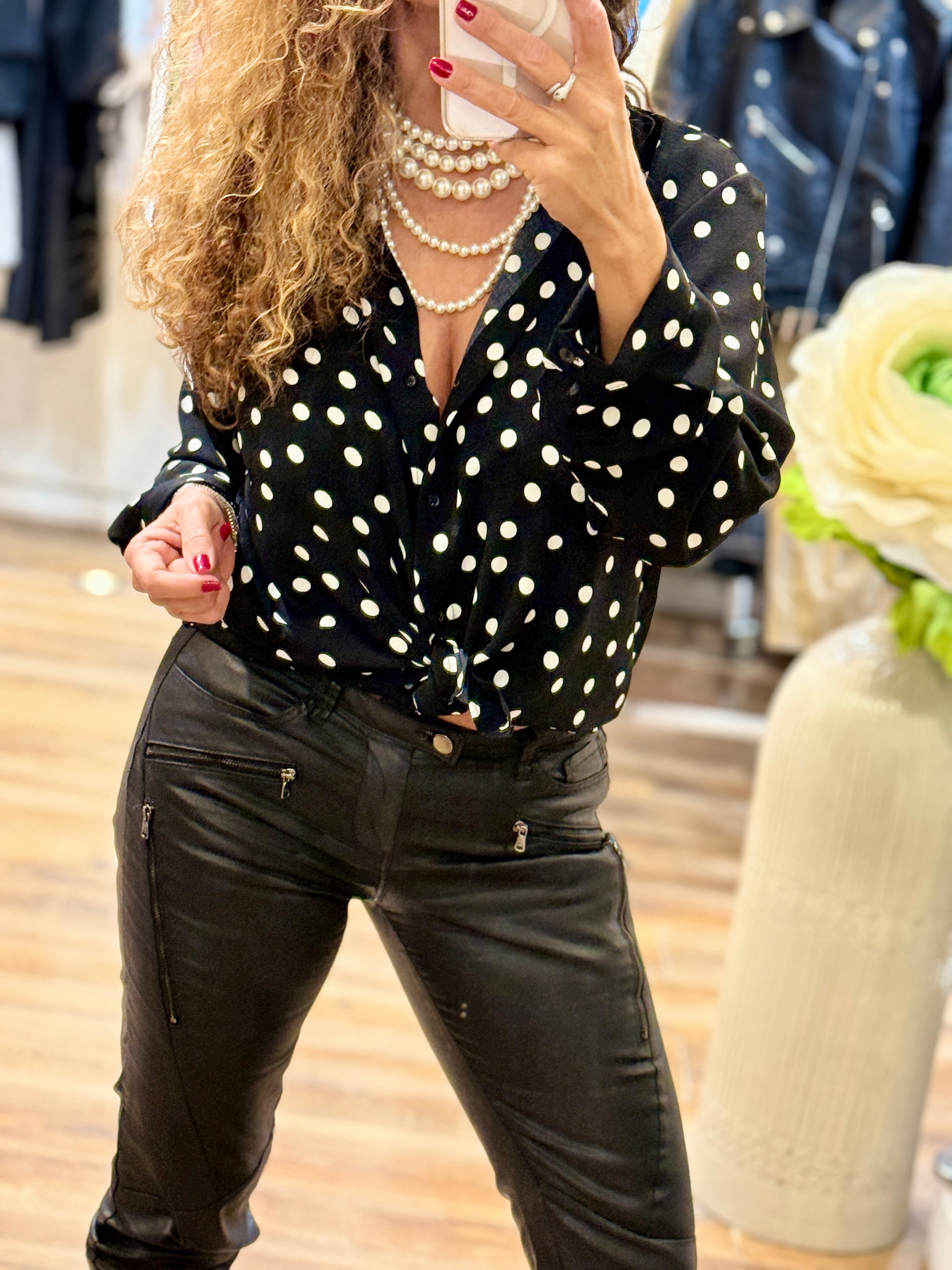 CHEMISE A POIS NOIR & BLANC