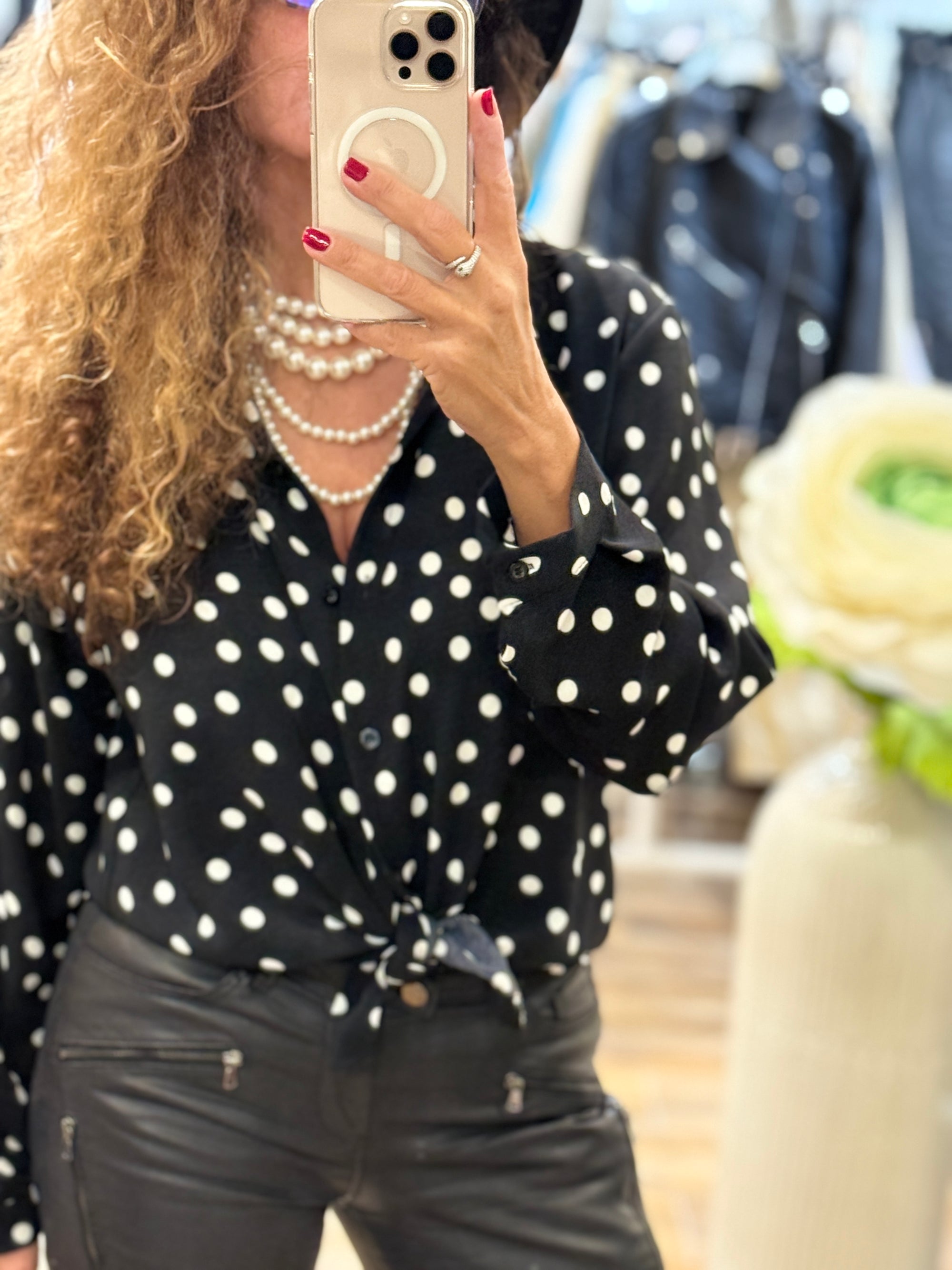 CHEMISE A POIS NOIR & BLANC