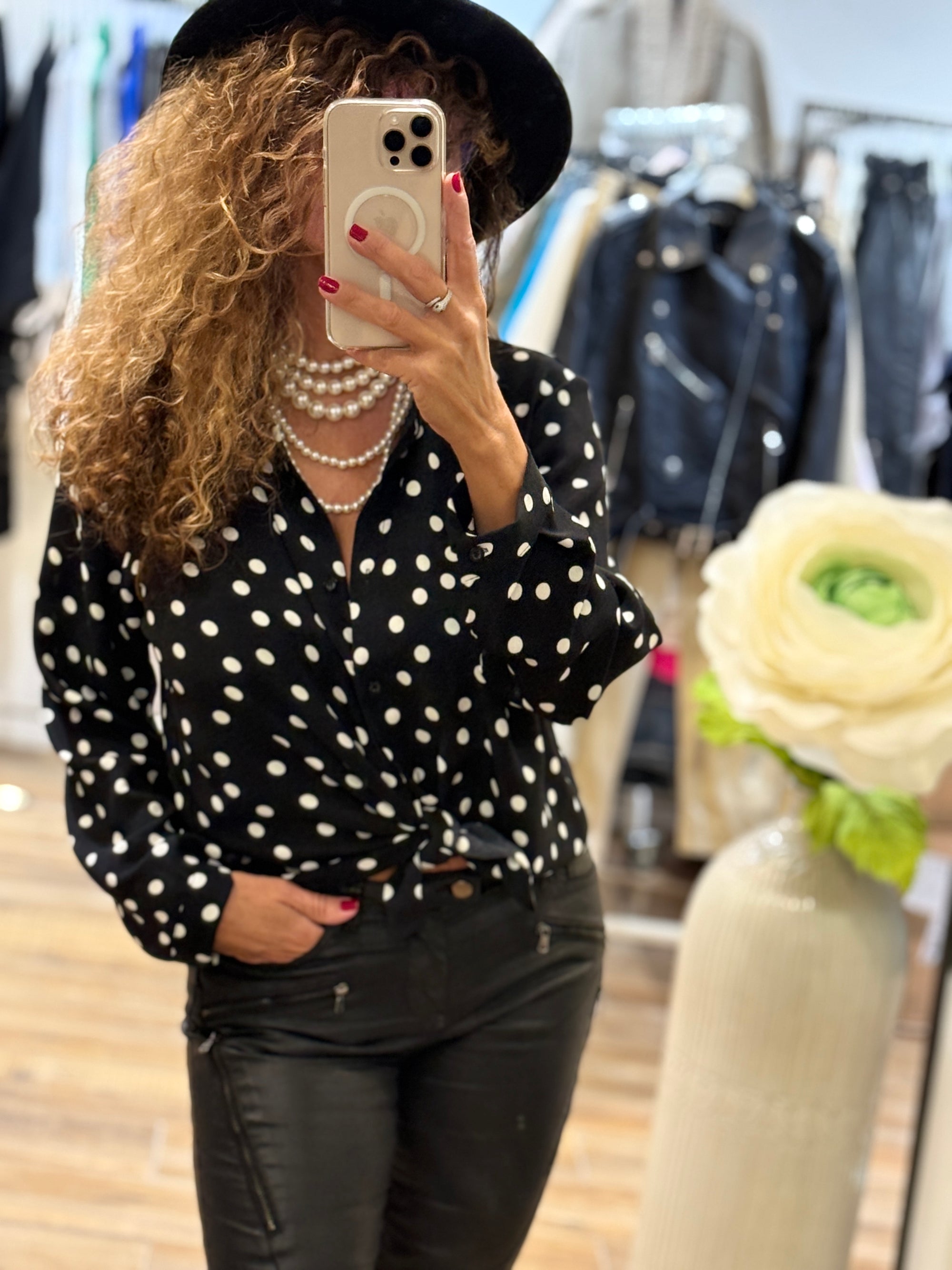 CHEMISE A POIS NOIR & BLANC