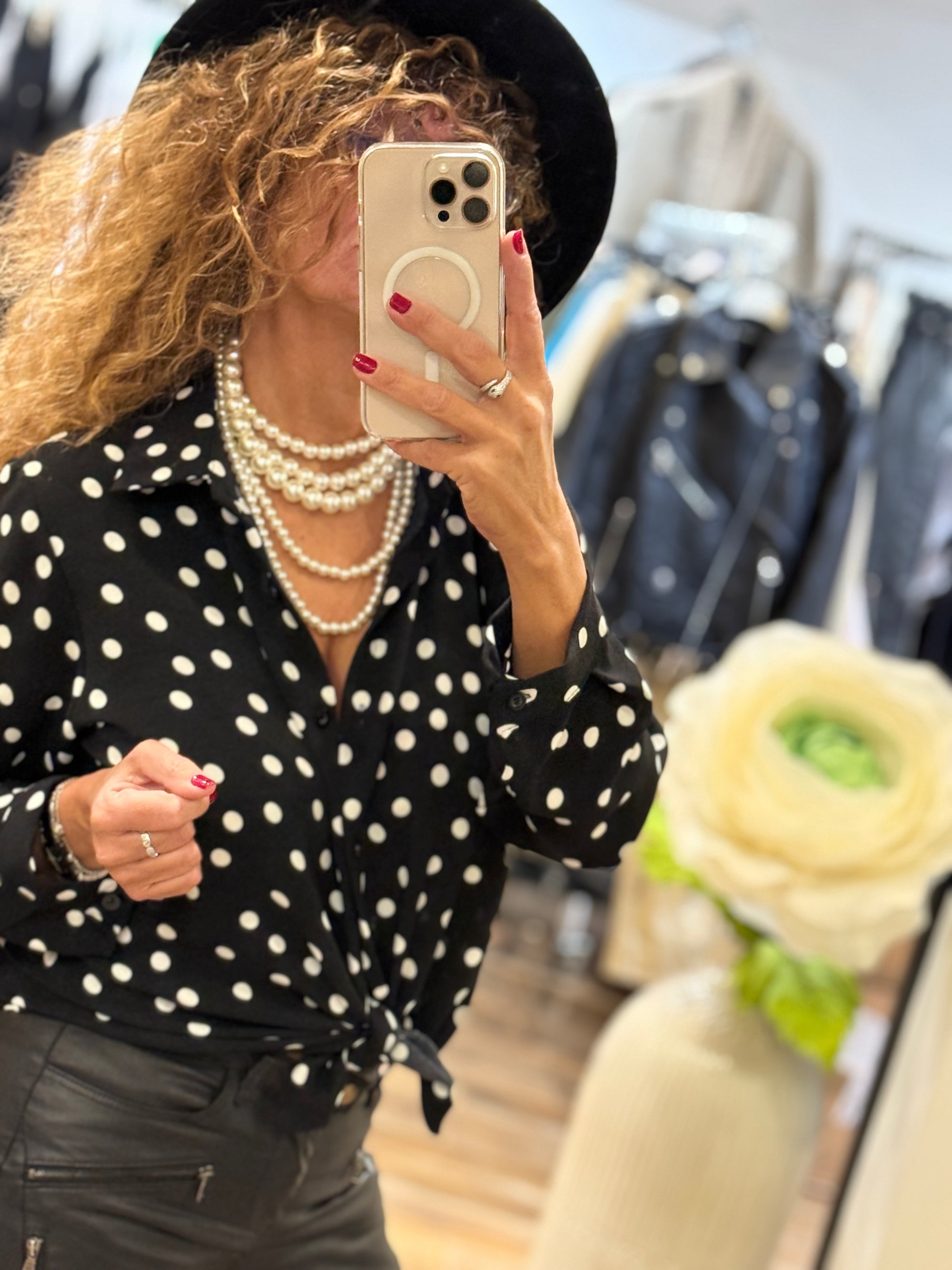CHEMISE A POIS NOIR & BLANC