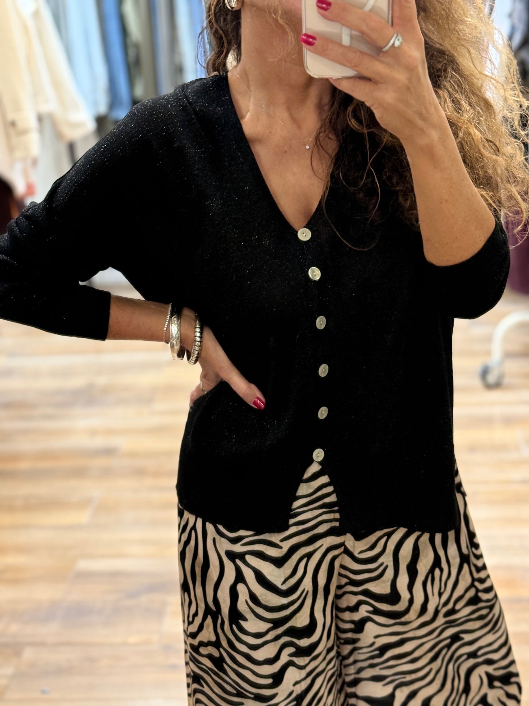 GILET LUREX NOIR