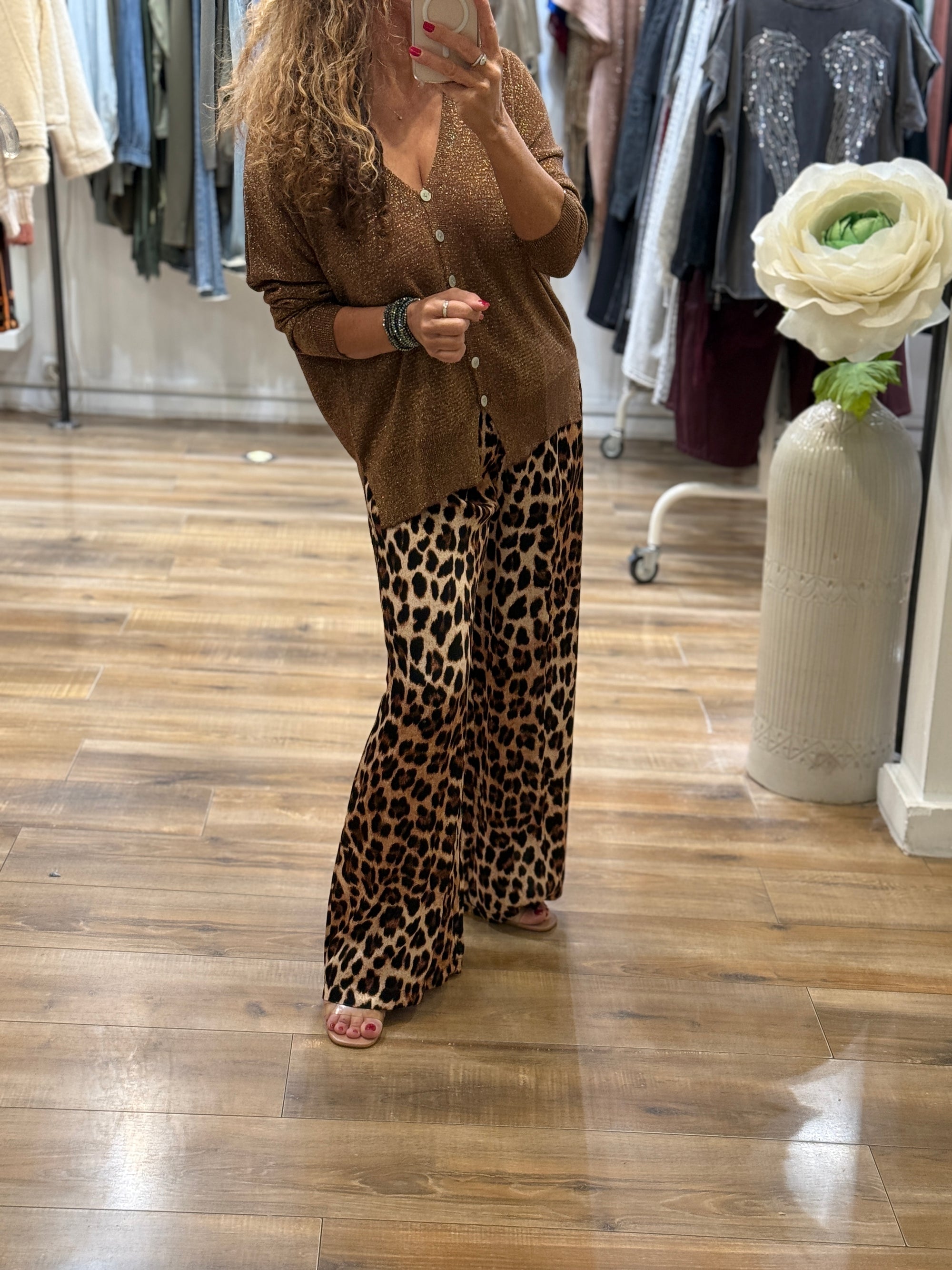 PANTALON IMPRIMÉ LEOPARD SOIE ET VISCOSE